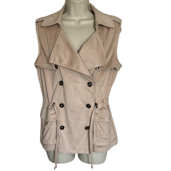 sis sis Jackets & Blazers - Pinkish/beige vest with cinch waist and collar size S